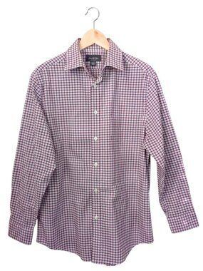 David Taylor Red White Plaid Button Down Shirt S